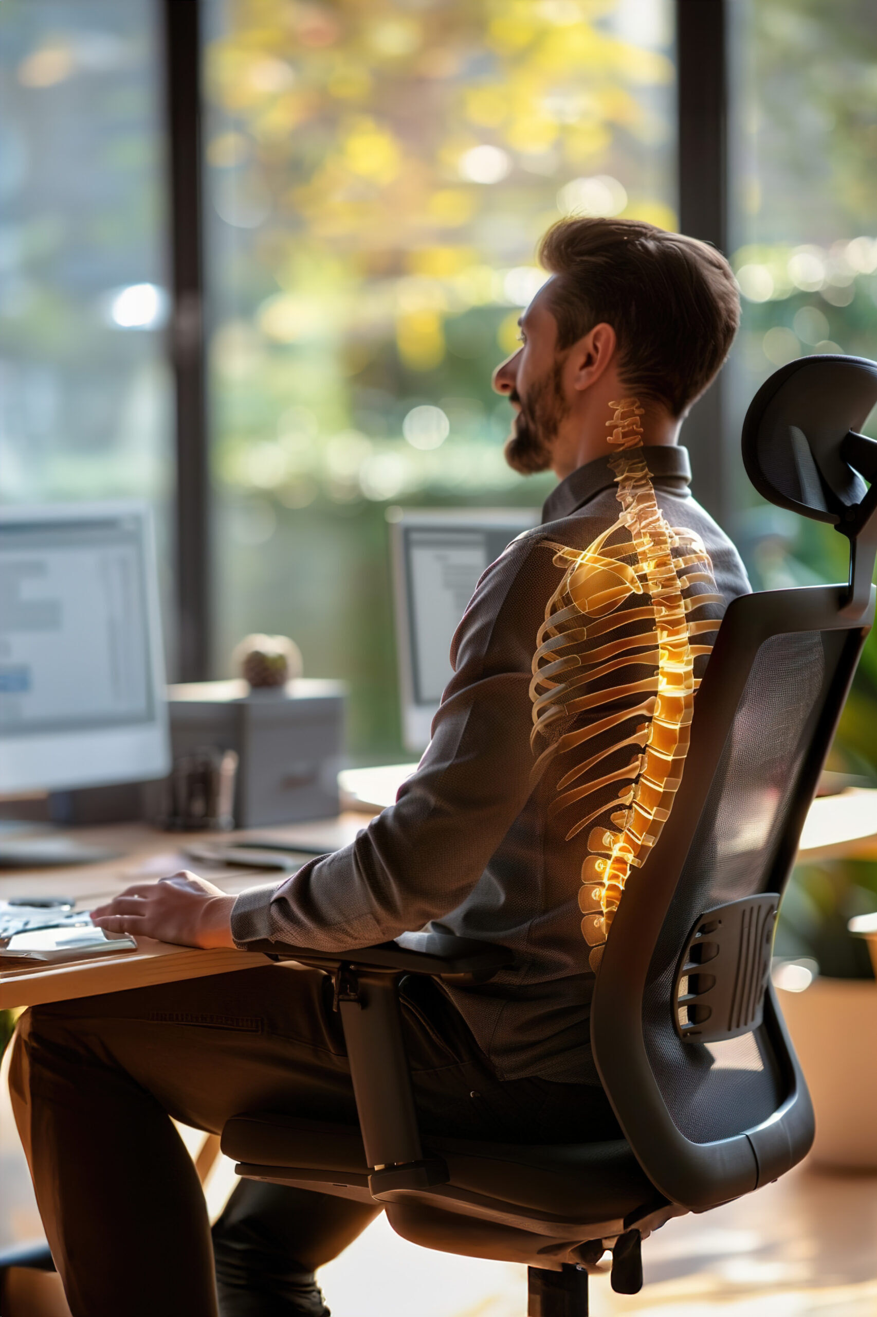 Postura corretta su sedia da ufficio ergonomica