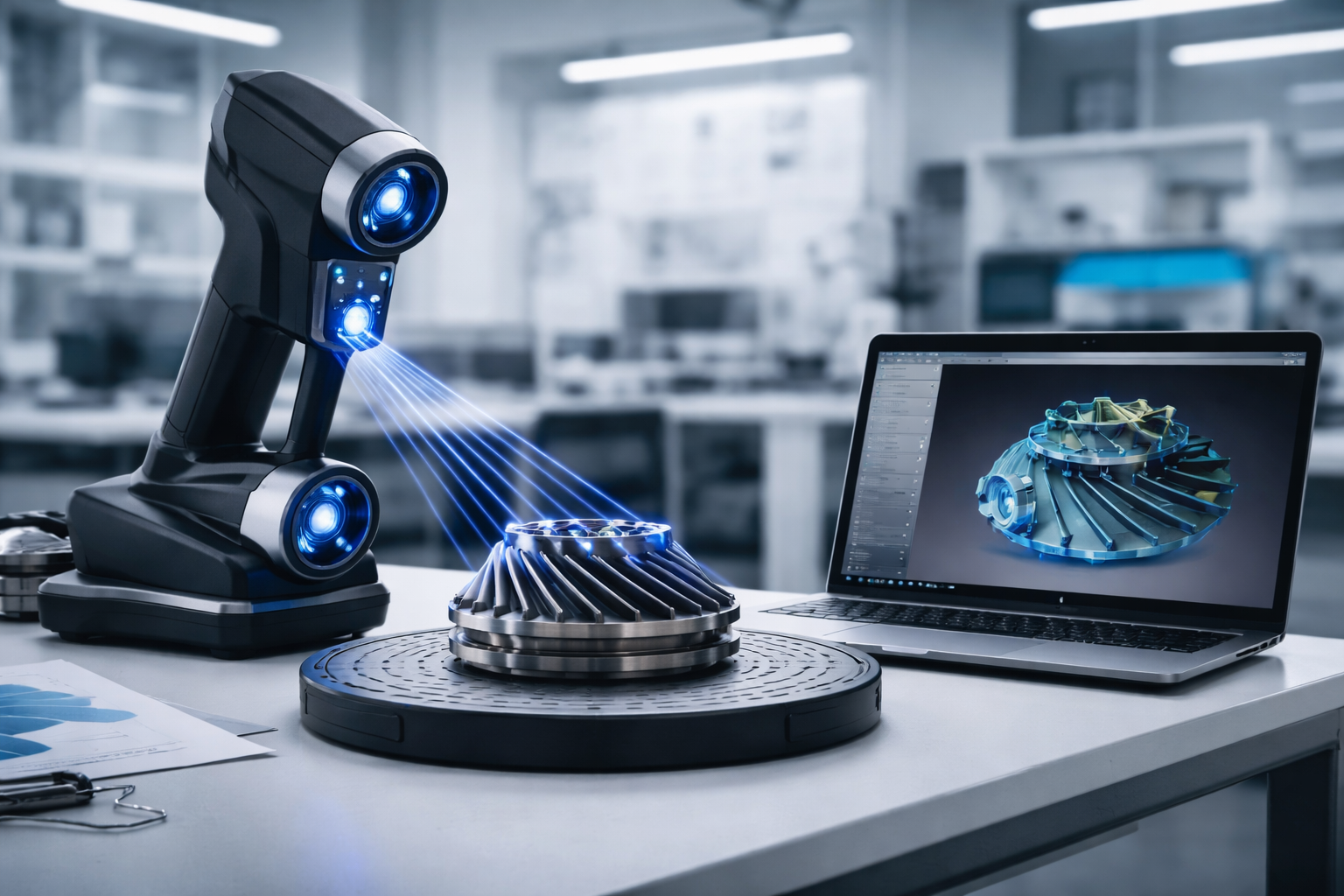 Scanner 3D industriale per digitalizzazione componenti meccanici